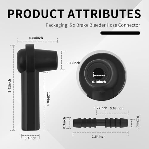 Salior 5PCS Brake Bleeder Kit Connector,Brake Fluid Bleeder Kit Bleeding Adapter Joint for Quick Brake Fluid/Air Changes,Brake Bleeder Hose Connector Fit Brake Bleeder Bottle,Vacuum Brake Bleeder - Image 2