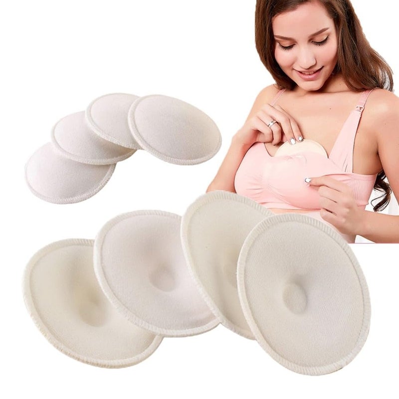 Moppets Washable Maternity Nursing Breast Pads, 3 Pair, Reusable, Leak-Proof and Contoured, Fits Cup Sizes B-D (White - Pack of 10) - Image 1
