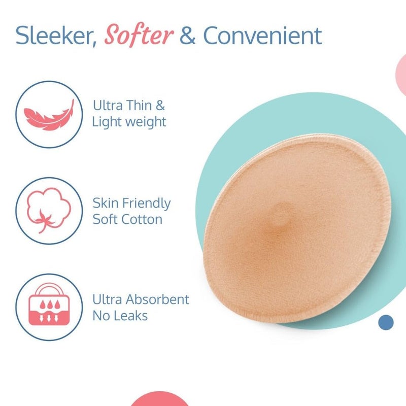 Moppets Washable Maternity Nursing Breast Pads, 3 Pair, Reusable, Leak-Proof and Contoured, Fits Cup Sizes B-D (White - Pack of 10) - Image 3