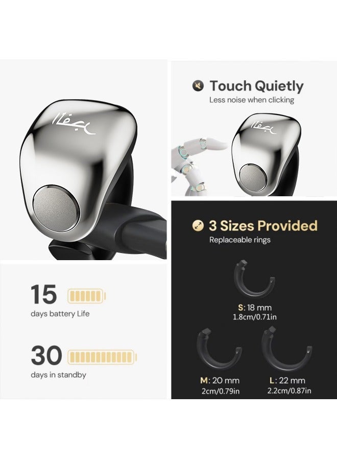 Captaintech Tasbih Zikr Smart Praise Ring, Adjustable Ring Finger Counter with 5 Sizes (16/18/20/22/24mm), APP Support Digital Counter Prayer Reminder Rings, Waterproof 4 Digit Finger Counter Zikr Ring for Musl - Image 5