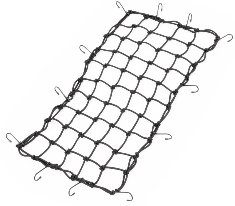 PowerTye 15in x 30in Extreme Duty Cargo Net with 5mm Premium Elastic 3in x 3in Mesh and RubberTipped Super Strong Metal Hooks Black