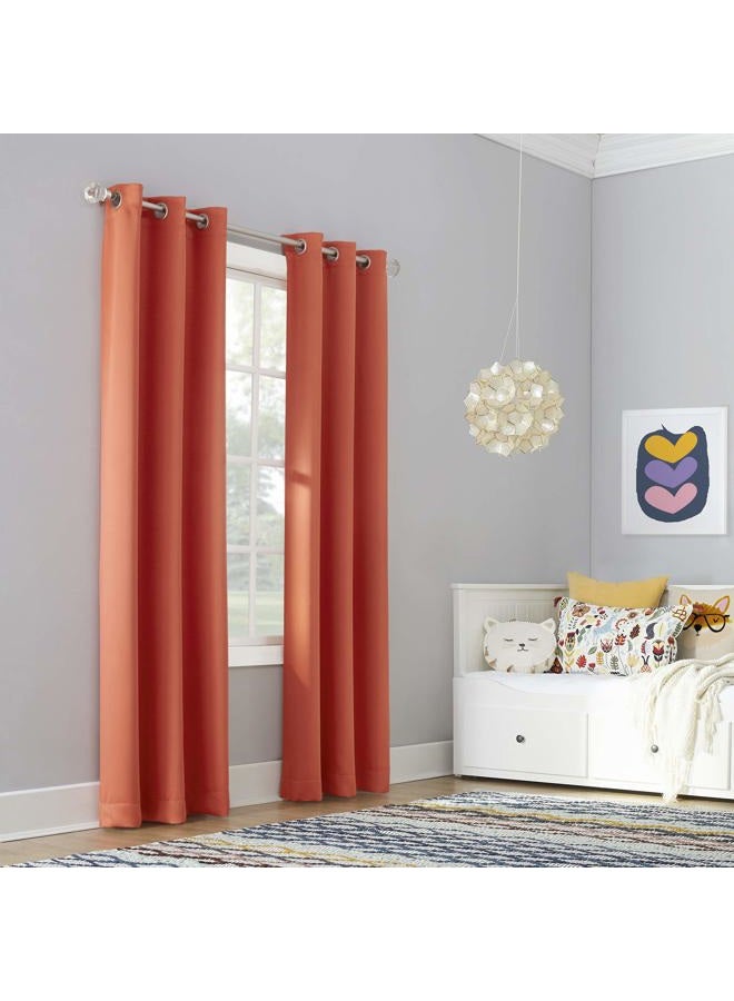 Sun Zero Riley Kids Bedroom Blackout Grommet Curtain Panel, 40" x 84", Orange - Image 1