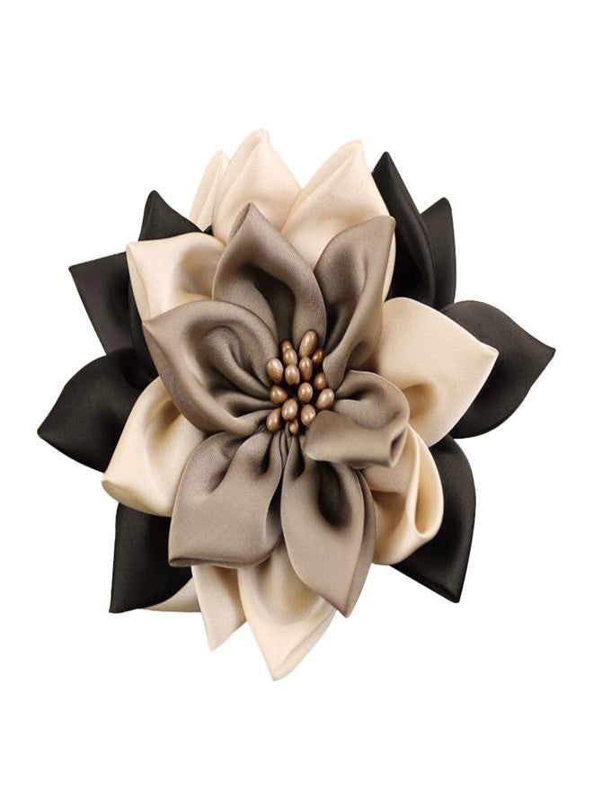 Merdia Hair Clip for Women, Flower Design, 11 CM, 47G, Black, Beige and Coffee - Image 1