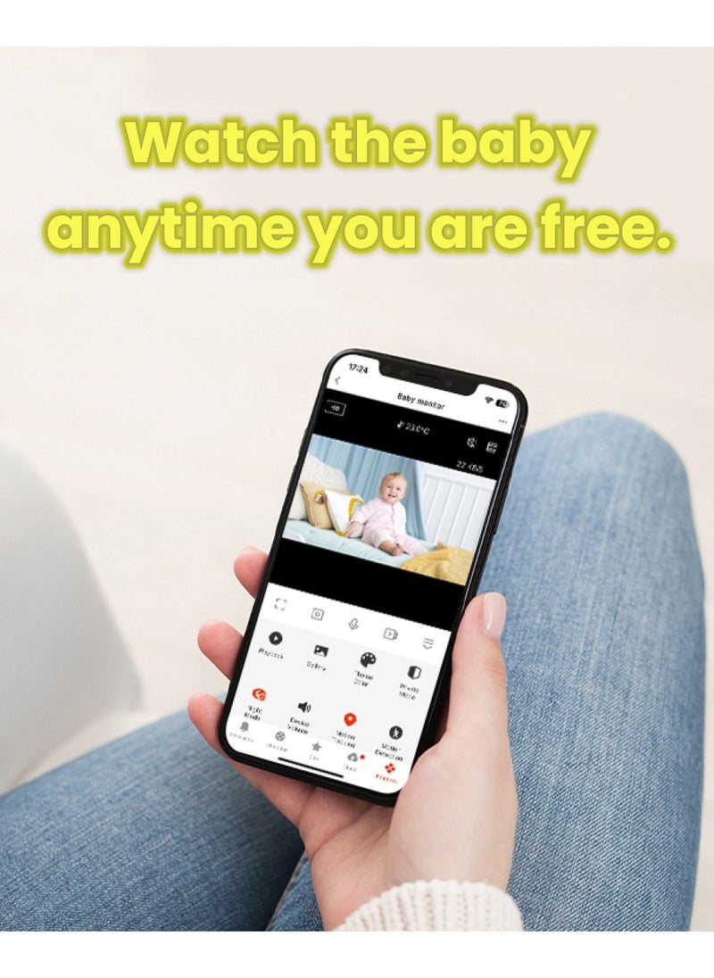 Baby Monitor Toddler Security Portable Wifi Camera Smart Control Wireless Remote Access 1080P Video Rotation Digital Two-way Audio, 5 inch HD Screen Display, Vox Mode Infrared Night Vision Teddy Webcam( Pastel Blue Bear)