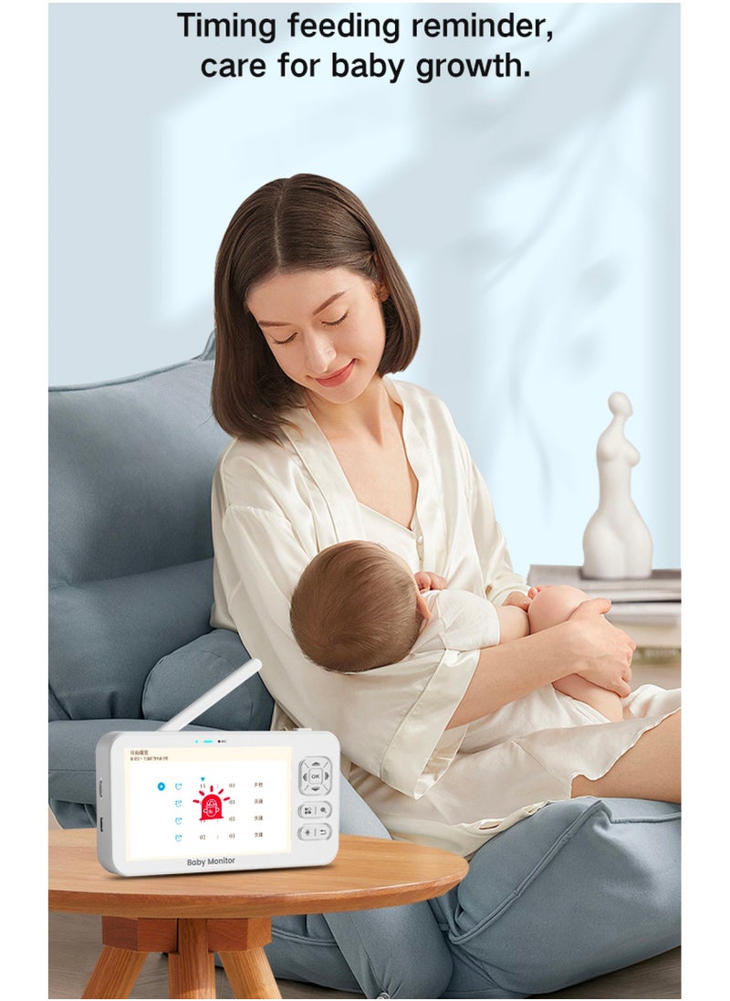 Baby Monitor Toddler Security Portable Wifi Camera Smart Control Wireless Remote Access 1080P Video Rotation Digital Two-way Audio, 5 inch HD Screen Display, Vox Mode Infrared Night Vision Teddy Webcam( Pastel Blue Bear)