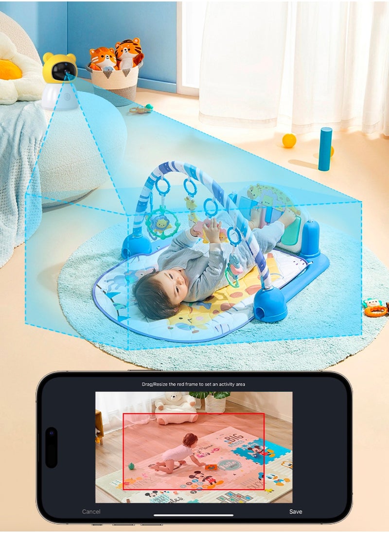 Baby Monitor Toddler Security Portable Wifi Camera Smart Control Wireless Remote Access 1080P Video Rotation Digital Two-way Audio, 5 inch HD Screen Display, Vox Mode Infrared Night Vision Teddy Webcam( Pastel Blue Bear)