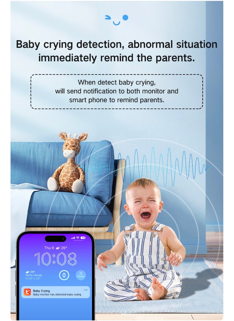 Baby Monitor Toddler Security Portable Wifi Camera Smart Control Wireless Remote Access 1080P Video Rotation Digital Two-way Audio, 5 inch HD Screen Display, Vox Mode Infrared Night Vision Teddy Webcam( Pastel Blue Bear)