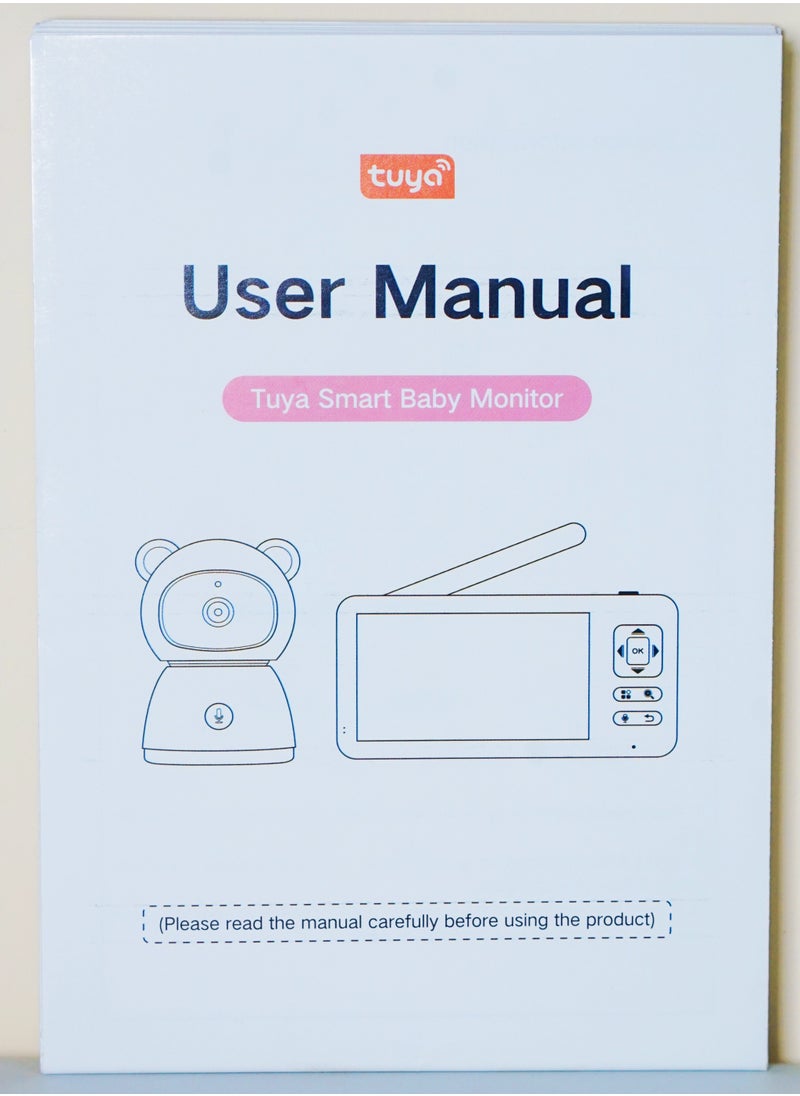 Baby Monitor Toddler Security Portable Wifi Camera Smart Control Wireless Remote Access 1080P Video Rotation Digital Two-way Audio, 5 inch HD Screen Display, Vox Mode Infrared Night Vision Teddy Webcam( Pastel Blue Bear)
