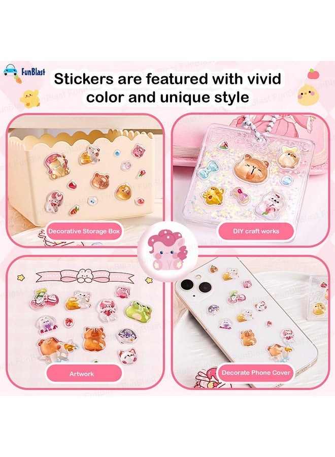 FunBlast Cute Kawaii Stickers Set - 2 Sheets, 90+ Crystal Stickers for Kids, 3D Stickers for Girls, Aesthetic Sticker, Cute Stickers, Craft Stickers, Self-Adhesive Stickers (Underwater-Day) - Image 4