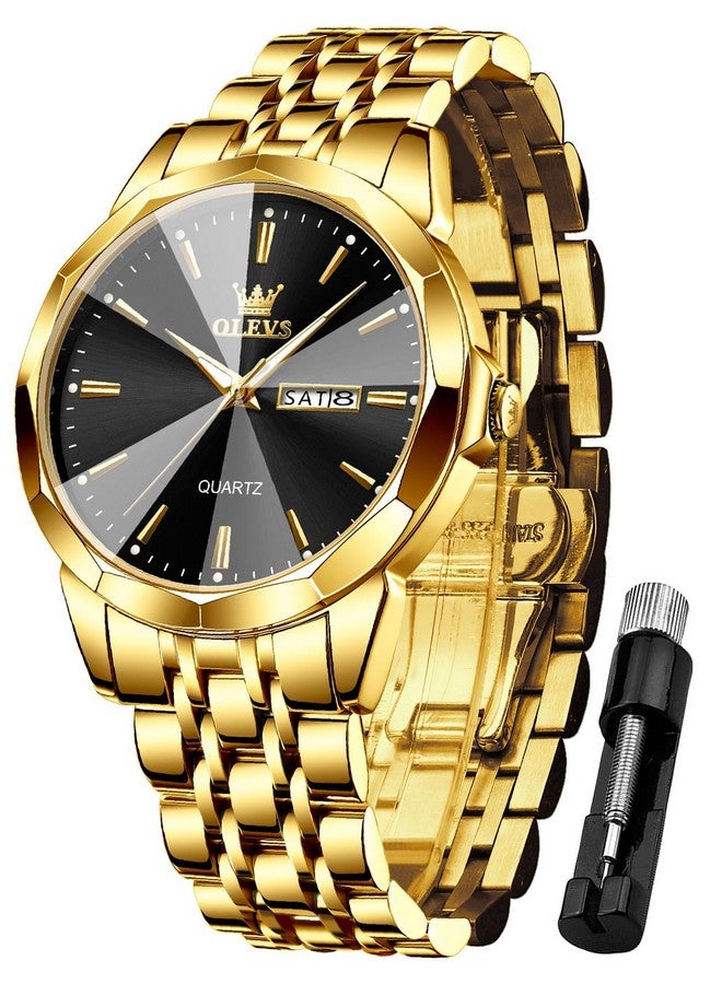 OLEVS Men Watches Chain Business Luxury Dress Easy Read Wrist Watch Gold Stainless Steel Waterproof Watch for Men Date - Image 1