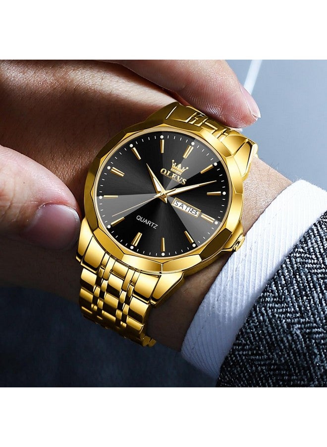 OLEVS Men Watches Chain Business Luxury Dress Easy Read Wrist Watch Gold Stainless Steel Waterproof Watch for Men Date - Image 3