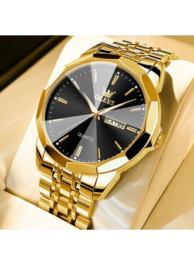 OLEVS Men Watches Chain Business Luxury Dress Easy Read Wrist Watch Gold Stainless Steel Waterproof Watch for Men Date - Image 2