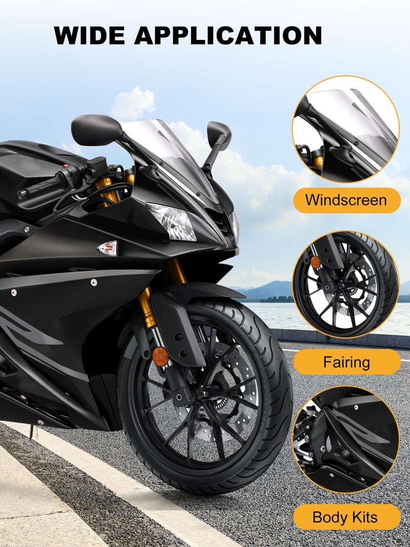 YALTIES Motorcycle Fairing Bolt Kit, 195Pcs Stainless Steel M5 M6 Windscreen Screws Fastener Clips Universal Fit For Motorcycle Sportbike GSXR Honda Kawasaki BMW Ducati Suzuki Yamaha, Black - Image 5