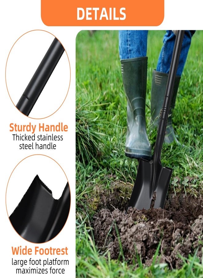 TwinkleTool Small Square Shovel for Digging with Metal Handle, 43.3 Inch Heavy Duty Small Shovel, Trench Shovels Ideal for Digging Gardening Trenching Camping Planting Transferring, Black - Image 2