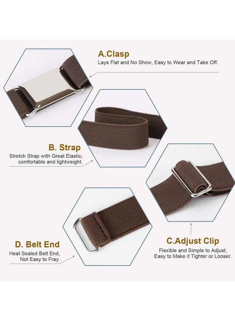 CMGTYYD. 3 قطع أحزمة مرنة بإبزيم مرن للأطفال الصغار، أحزمة مطاطية للأطفال قابلة للتعديل بإبزيم مربع فضي أنيق للنساء والرجال أحزمة خصر نسائية للرجال بنطلون جينز تنانير أحزمة مرنة للبنات الأولاد-أسود+بني+رمادي - Image 3