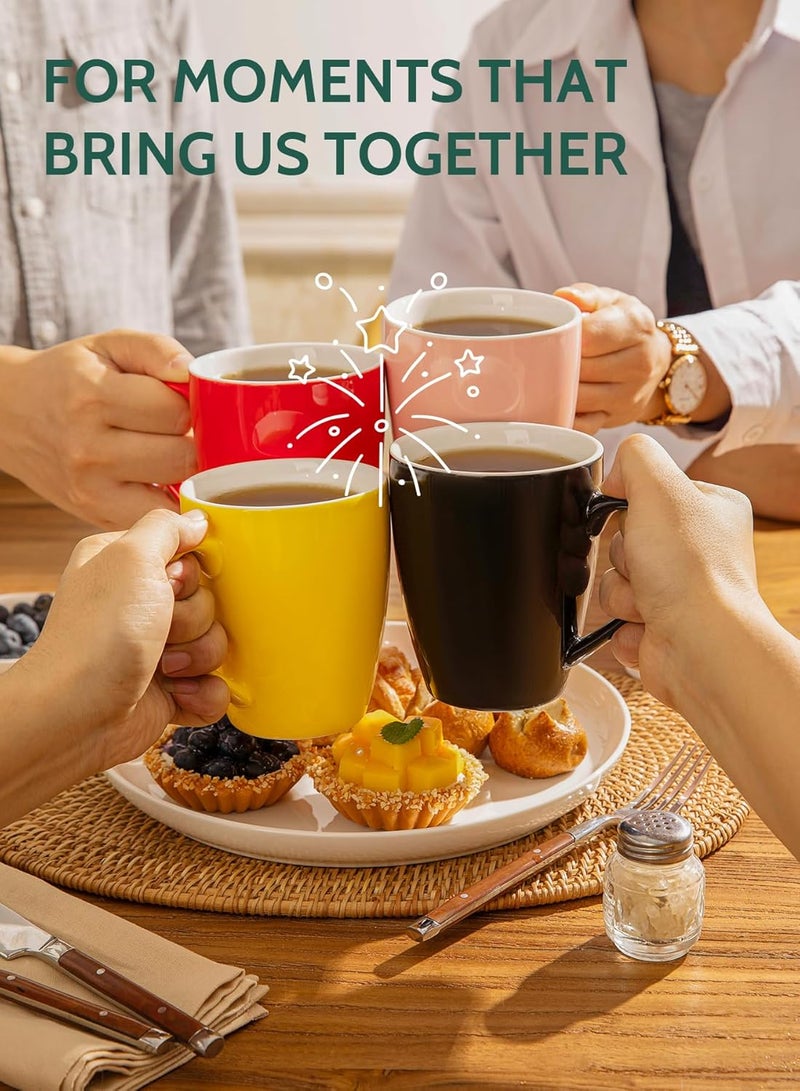 Sweese Porcelain Mugs - 12 Ounce for Coffee, Tea, Mocha and Mulled Drinks - Set of 6, Hot Assorted Colors - Image 5