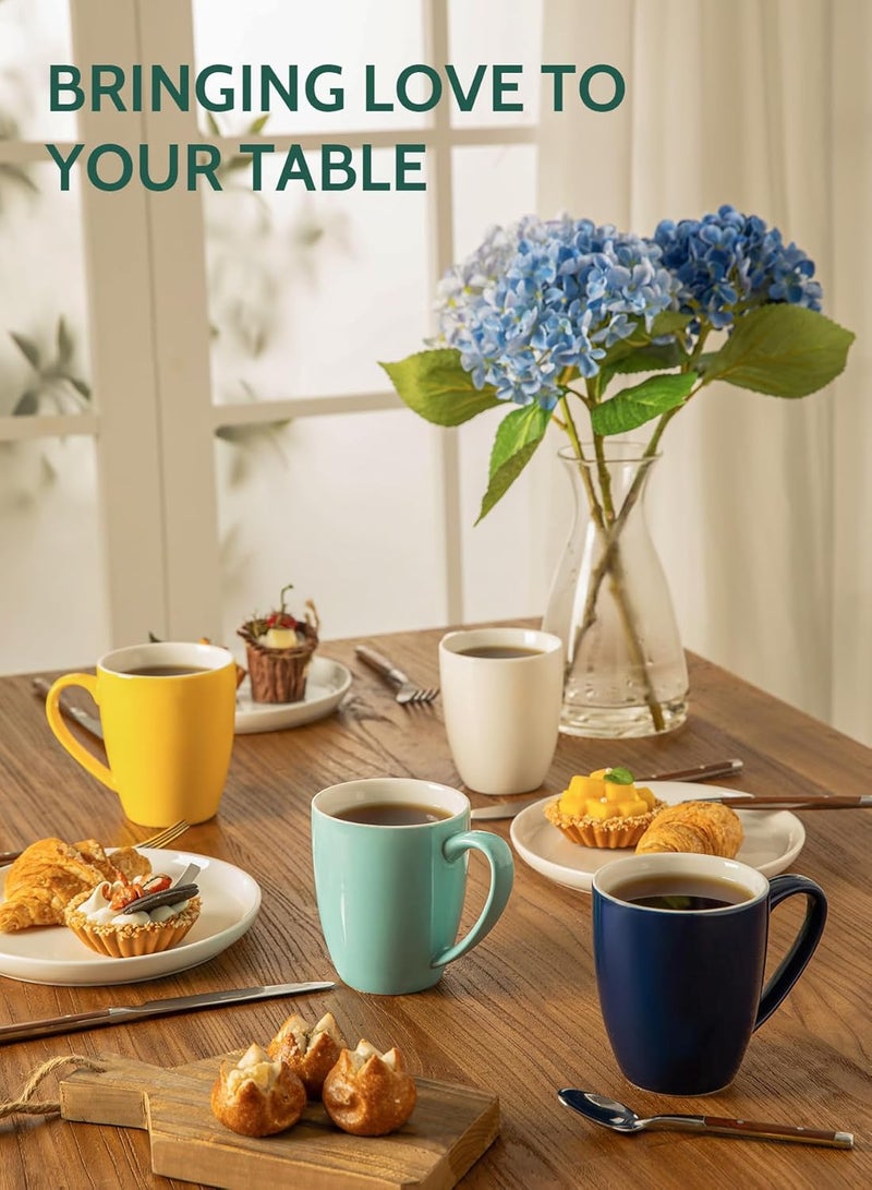 Sweese Porcelain Mugs - 12 Ounce for Coffee, Tea, Mocha and Mulled Drinks - Set of 6, Hot Assorted Colors - Image 2