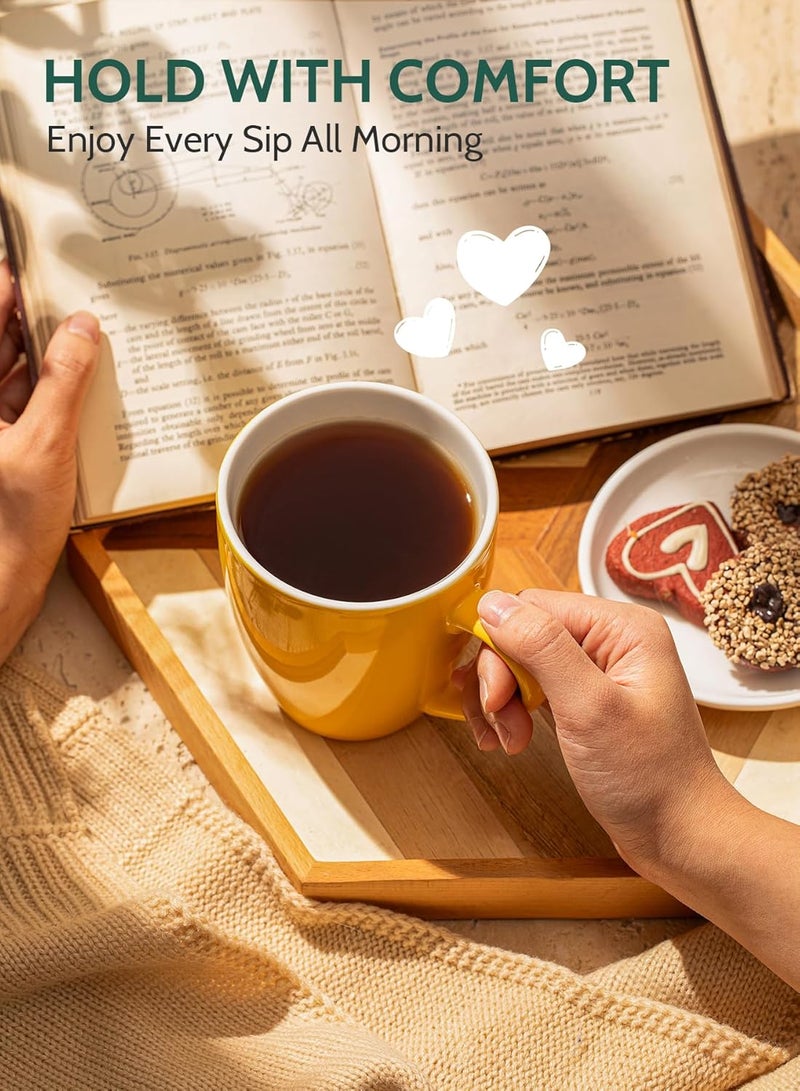 Sweese Porcelain Mugs - 12 Ounce for Coffee, Tea, Mocha and Mulled Drinks - Set of 6, Hot Assorted Colors - Image 3