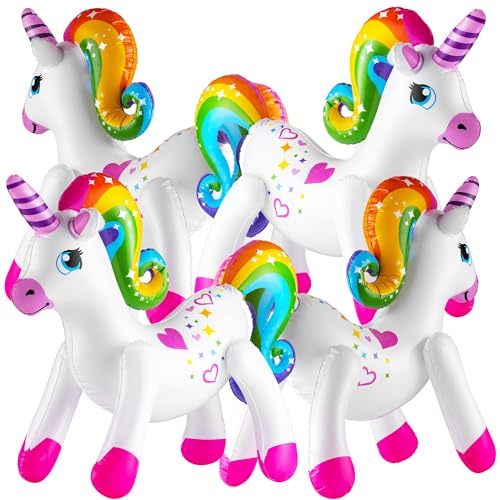 Bedwina Inflatable Unicorn Party Decorations Pack of 4 24 Inch Large Blow Up Rainbow Unicorns for Unicorn Birthday Decorations Party Decor Balloons Pool Fun and Party Favors Supplies - Image 1