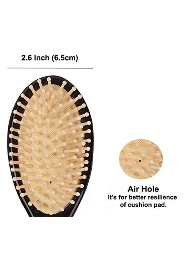 Antique Alive Mother of Pearl Inlay Art Butterfly Flower Luxury Oval Black Salon Styling Hair Brush Detangling Anti Static Scalp Massage Comb Wooden Handle Bristle Cushion Kids Girl Gift Hairbrush - Image 5