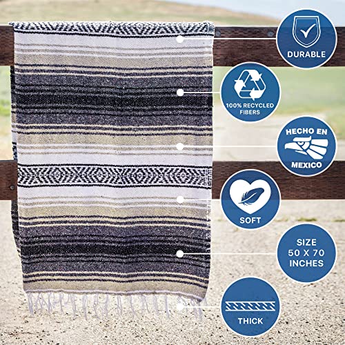 Benevolence LA Authentic Handwoven Mexican Blanket | Yoga Blankets, Outdoor, Picnic, Beach, Camping | Equestrian Saddle | Serape 50x70 inches - Sand, Pack of 1 - Image 5