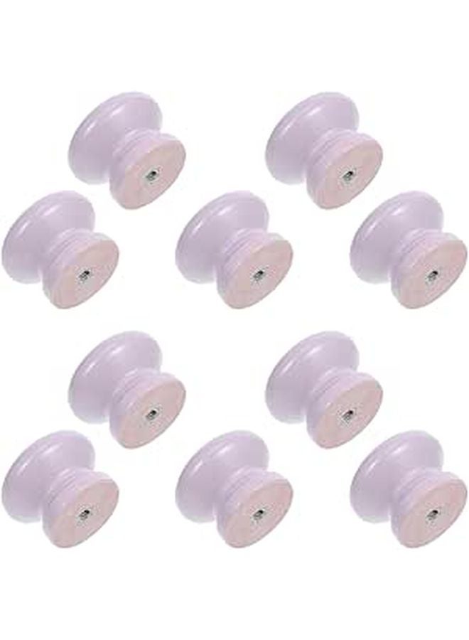 Purple Round Mushroom Wooden Cabinet Knobs 10 Pack Drawer Pull Handles For Dresser Wardrobe - Image 1