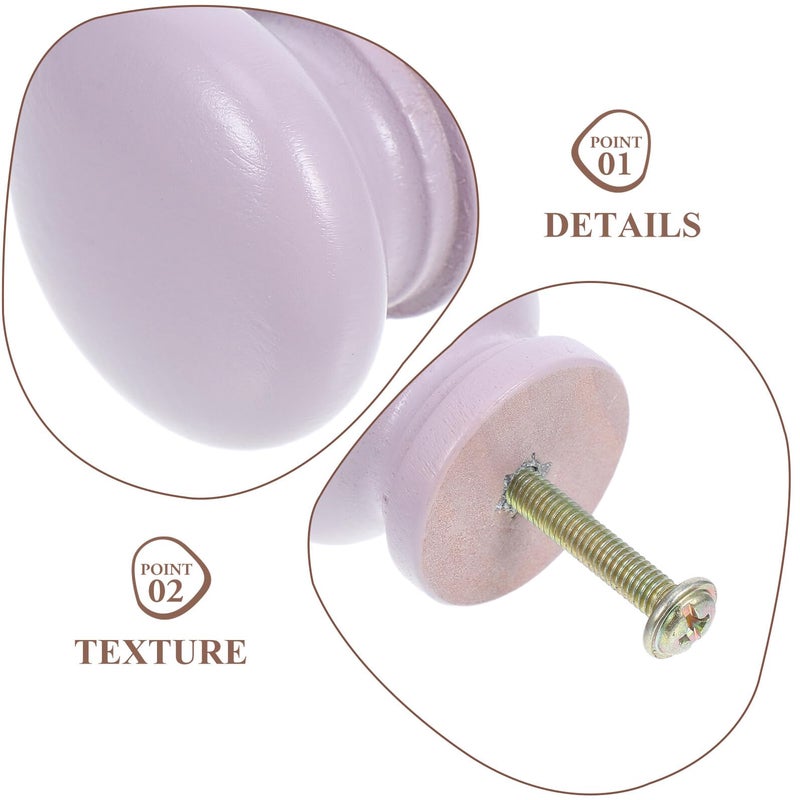 Purple Round Mushroom Wooden Cabinet Knobs 10 Pack Drawer Pull Handles For Dresser Wardrobe - Image 4