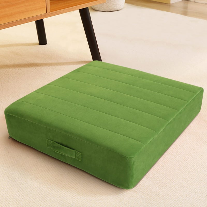 MeMoreCool Square Floor Pillow Seating for Adults Kids Large Meditation Cushion Floor Pillow with Thick Foam Soft Tufted Cover Washable Big Pillow Seat Floor Cushion for Sitting Yoga 22 Green