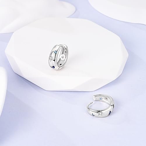 NARMO 925 Sterling Silver Hoop Earrings for Women Sun Moon and Star Hoop Earrings Small Earrings - Image 2