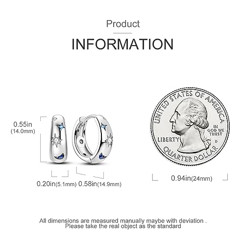 NARMO 925 Sterling Silver Hoop Earrings for Women Sun Moon and Star Hoop Earrings Small Earrings - Image 3
