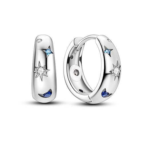 NARMO 925 Sterling Silver Hoop Earrings for Women Sun Moon and Star Hoop Earrings Small Earrings - Image 1