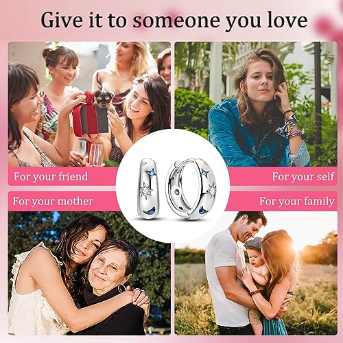 NARMO 925 Sterling Silver Hoop Earrings for Women Sun Moon and Star Hoop Earrings Small Earrings - Image 5