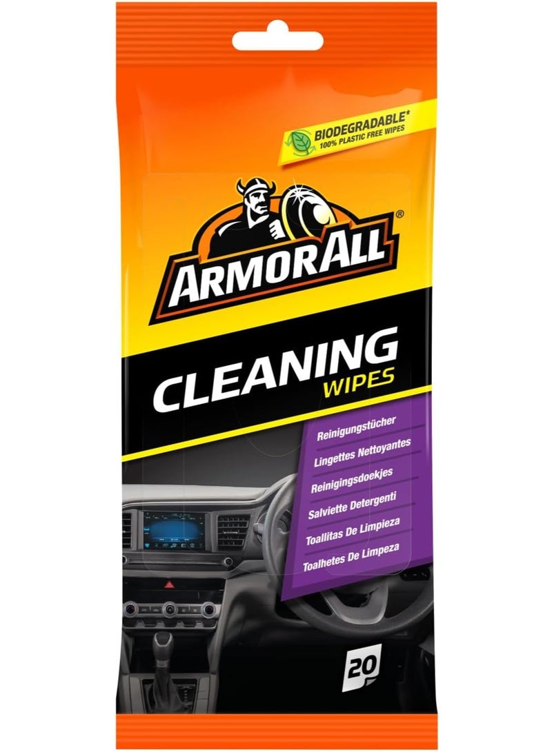 ARMOR ALL Multi Purpose Flow Wipes For All Round Cleaning 100% Plastic Free & Biodegradable Upholstery Cleaning Wipes 20 Wipes - Image 1
