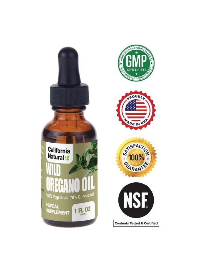 California Natural - Wild Oregano Oil 1Oz Bottle Immune System & Digestive Support Promote Gut Health & Healthy Digestion 100% Vegetarian 70% Carvacrol Herbal Supplement 1Oz - Image 1