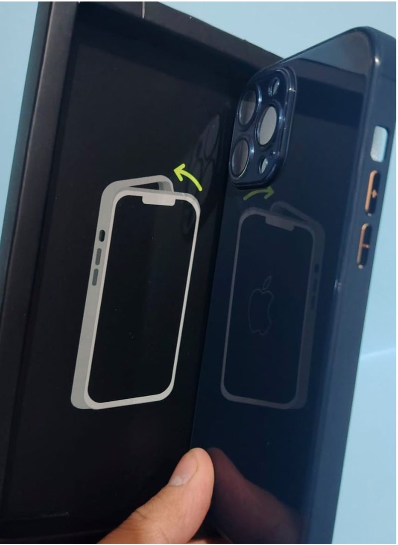 Generic Distinctive cover for iPhone 12, 13, 14, 15 and 16, navy blue color, comes in a chic box  With a sticker to protect the camera from dirt and dust, amazing  - Image 2