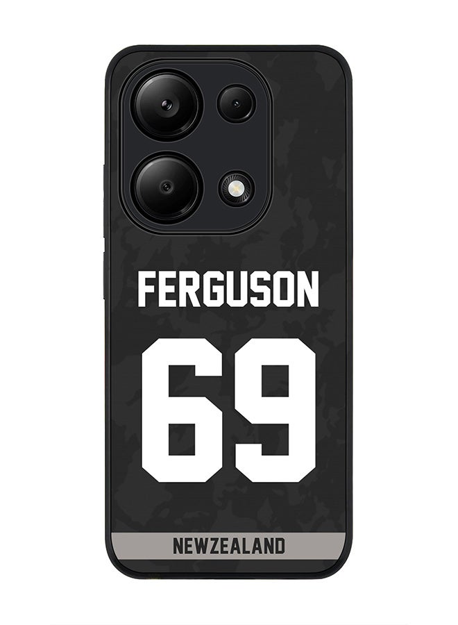 Stylizedd Rugged Black Edge Case for Xiaomi Redmi Note 13 Pro 4G / Xiaomi Poco M6 Pro 4G Case Cover- Team New zealand Lockie Ferguson, Jersey No 69 - Image 1