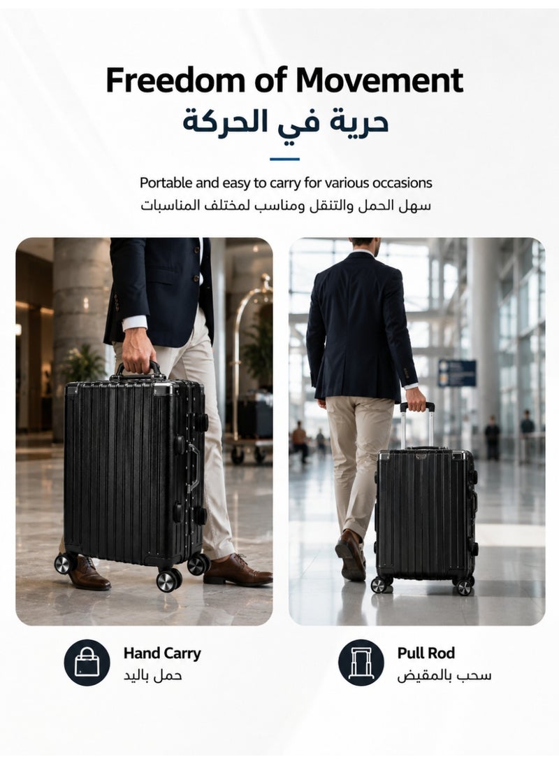 آه آه حقائب سفر محمولة مقاس ٢٠ بوصة، معتمدة من قبل شركات الطيران، بهيكل صلب مع قفل إدارة أمن النقل (TSA) وعجلات دوارة بزاوية ٣٦٠ درجة، مصنوعة بالكامل من مادة البولي كربونات، خفيفة الوزن ومتينة، سوداء اللون، مناسبة للسفر. - Image 4