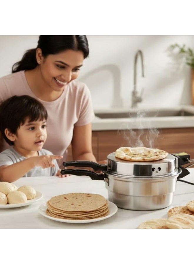 SONEX 1200W Mini Electric Aluminum Oven & Arabic Bread & Khameer Maker, Easy To Use with Low Power Consumption, Khameer Bread Maker, Silver 32CM - Image 3