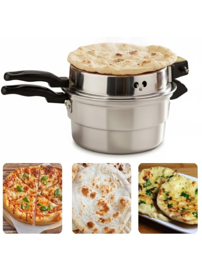 SONEX 1200W Mini Electric Aluminum Oven & Arabic Bread & Khameer Maker, Easy To Use with Low Power Consumption, Khameer Bread Maker, Silver 32CM - Image 1