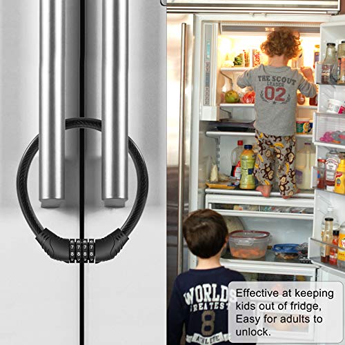 Rofio 2 Pack Refrigerator Lock, Upgraded 4 Digit Fridge Lock for French-Door Refrigerators, Cabinet Locks, Easy to Set and Use - Image 4