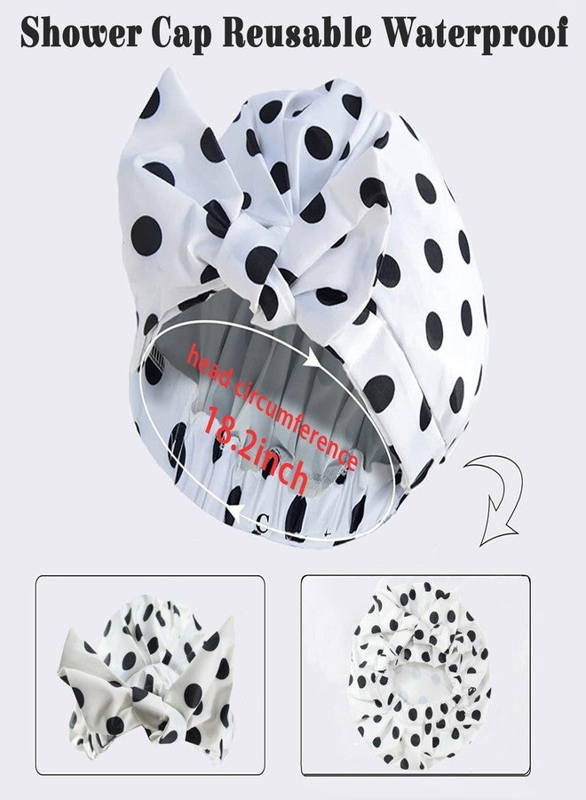 vidsel Luxury Shower Cap for Women, Shower Caps for Women Reusable Waterproof, Hair Cap for Shower, Large Adjustable Bowknot Bath Cap for Long Hair Braids - Image 5