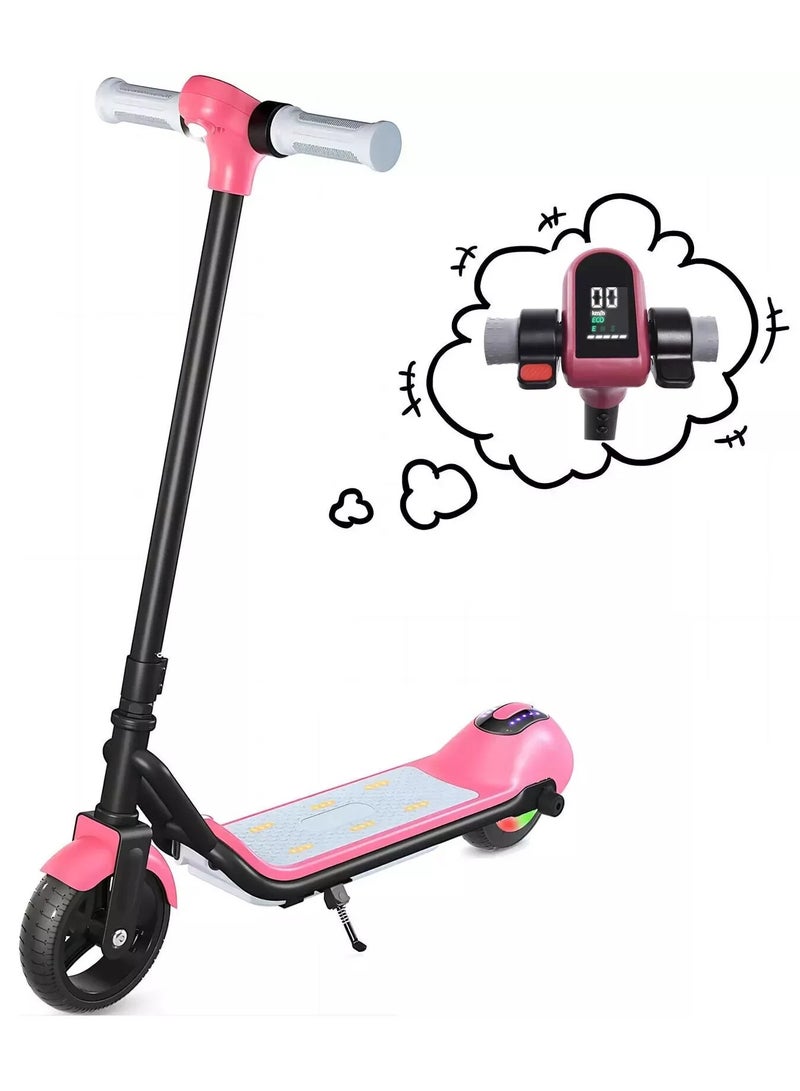 سكوتر كهربائي للأطفال، سكوتر E مع شاشة LED وبلوتوث، 3 أوضاع سرعة، مدى أقصى 5 أميال، سرعة قصوى 8.7 ميل في الساعة، هدايا للأطفال والمراهقين (وردي) - Image 1
