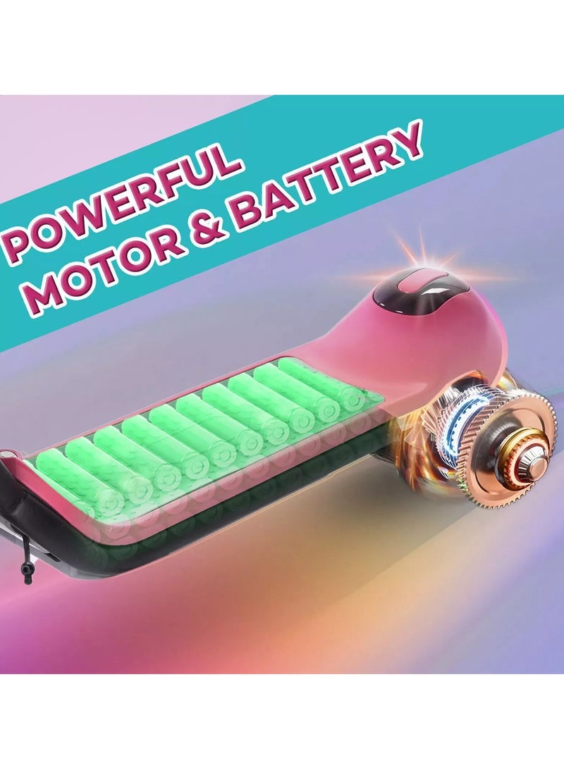 سكوتر كهربائي للأطفال، سكوتر E مع شاشة LED وبلوتوث، 3 أوضاع سرعة، مدى أقصى 5 أميال، سرعة قصوى 8.7 ميل في الساعة، هدايا للأطفال والمراهقين (وردي) - Image 3