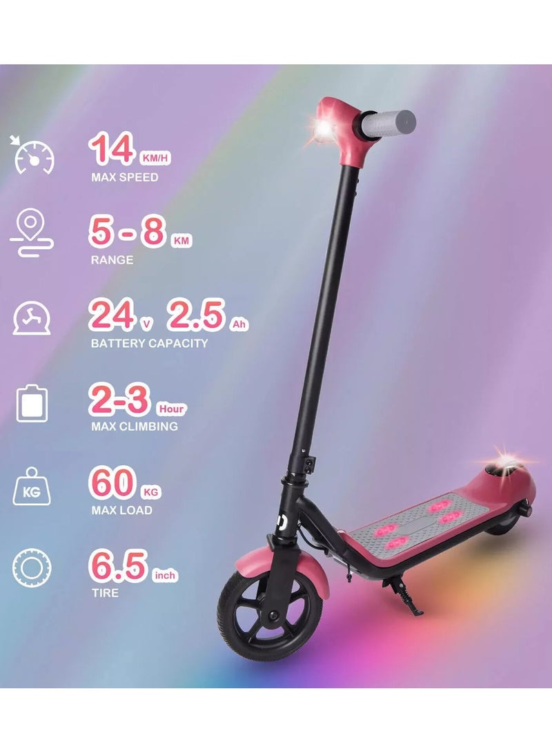 سكوتر كهربائي للأطفال، سكوتر E مع شاشة LED وبلوتوث، 3 أوضاع سرعة، مدى أقصى 5 أميال، سرعة قصوى 8.7 ميل في الساعة، هدايا للأطفال والمراهقين (وردي) - Image 4