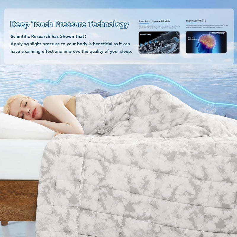 Topcee Weighted Blanket for Adults (15 lbs, 48" x 72") Twin Size Soft Cooling Heavy Blanket Sleeping, Apply to 130-160 lbs Body, Thick Breathable Blanket with Glass Bead, Easy Care - Image 3