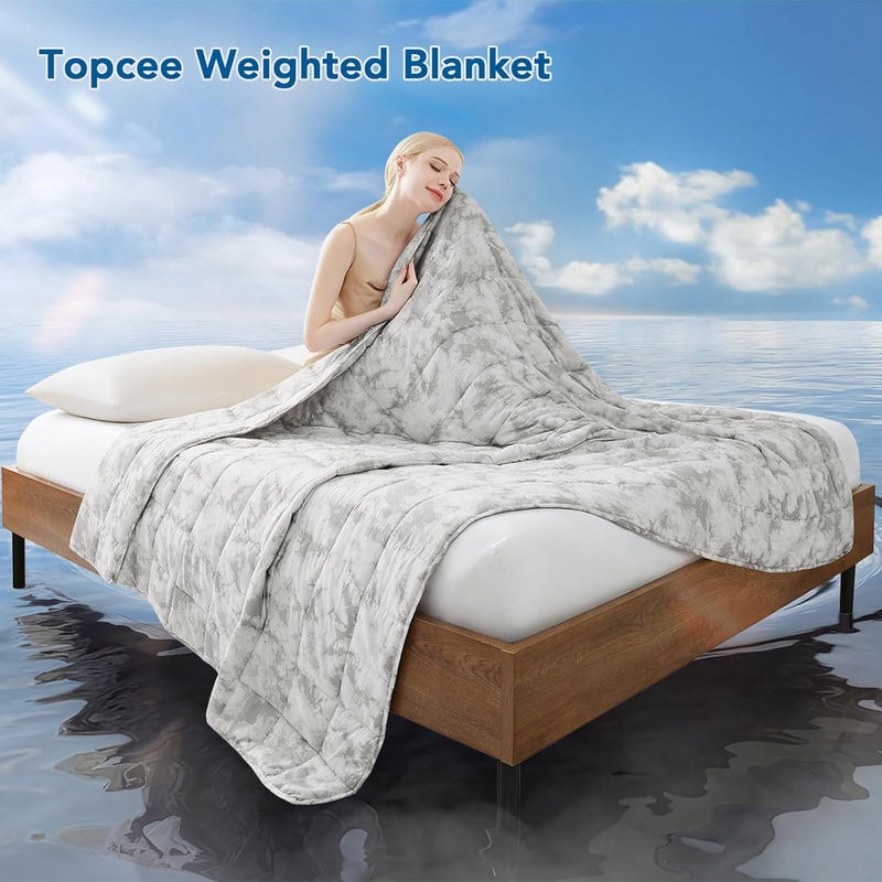Topcee Weighted Blanket for Adults (15 lbs, 48" x 72") Twin Size Soft Cooling Heavy Blanket Sleeping, Apply to 130-160 lbs Body, Thick Breathable Blanket with Glass Bead, Easy Care - Image 2