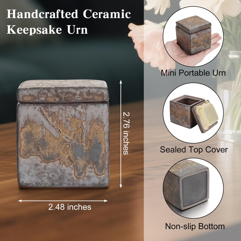 Abooxiu Small Urns for Human Ashes Keepsake 2.76 Inches Mini Urns for Ashes Memorial Small Cremation Urn Ash Keepsake Urns Mini Funeral Burial Decorative Urn for Adult Males Females Pets - Image 2
