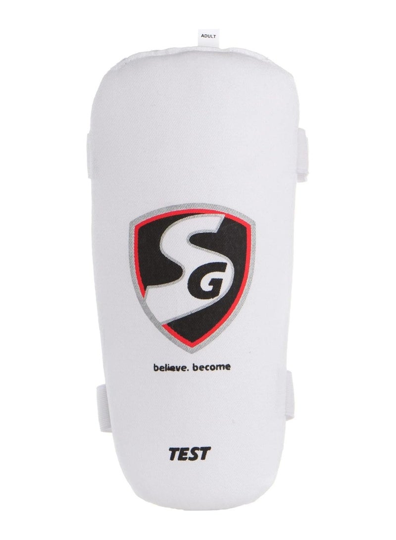 SG SG TEST Cricket Elbow Guard | Lightweight Low-Density Foam | Pre-Shaped Design | Adjustable Elastic Hook & Loop Straps | Right/Left Arm Protection for Batting 