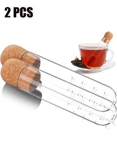 اتش واي 2 قطع أنبوب زجاجي الشاي Infuser مصغرة واضحة الشاي مصفاة شفافة السائبة أنبوب مصفاة تخمير الشاي اختبار أنبوب تصفية الشاي تخمير تصفية لمصفاة الشاي فضفاضة للأكواب أكواب أقداح الشاي  - Image 1