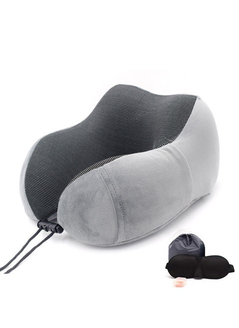 Murano Travel Pillow, U Shape Memory Foam Pillow for Airplane and Car, Ergonomic Design Removable and Washable Invisible Zipper with Storage Bag Gift 3D Sleeping Mask